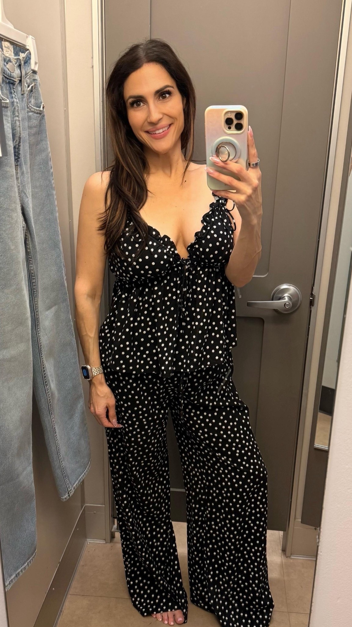 Polka dot set you can wear more than one way 🖤

Add a blazer for an easy business casual workwear look, then swap the pants for jeans, denim shorts, or a denim skirt for date night outfits.

Lightweight and flowy. Perfect for summer outfits, vacation outfits, and even spring outfits when you want to look put together without trying.

Wearing an XS in pants and M in top (could have done a S top)

@Target 

#LTKTravel #LTKWorkwear #LTKSeasonal