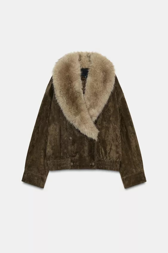 100% SUEDE LEATHER JACKET WITH FUR | Zara US