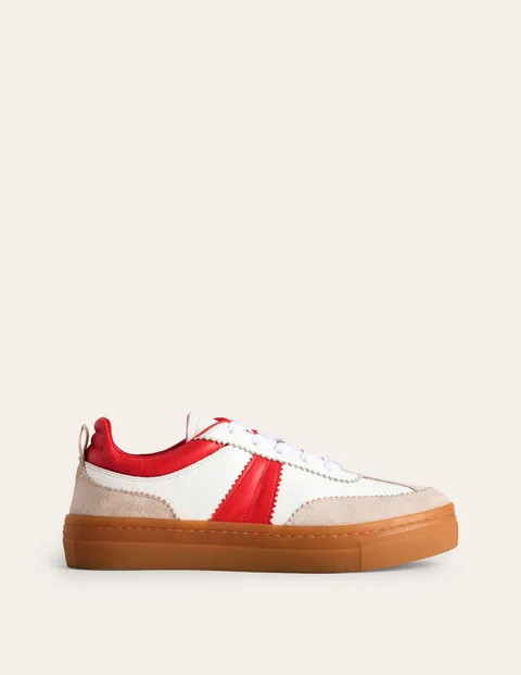 Erin Flatform Tennis Trainer - Ecru Stripe | Boden UK | Boden UK