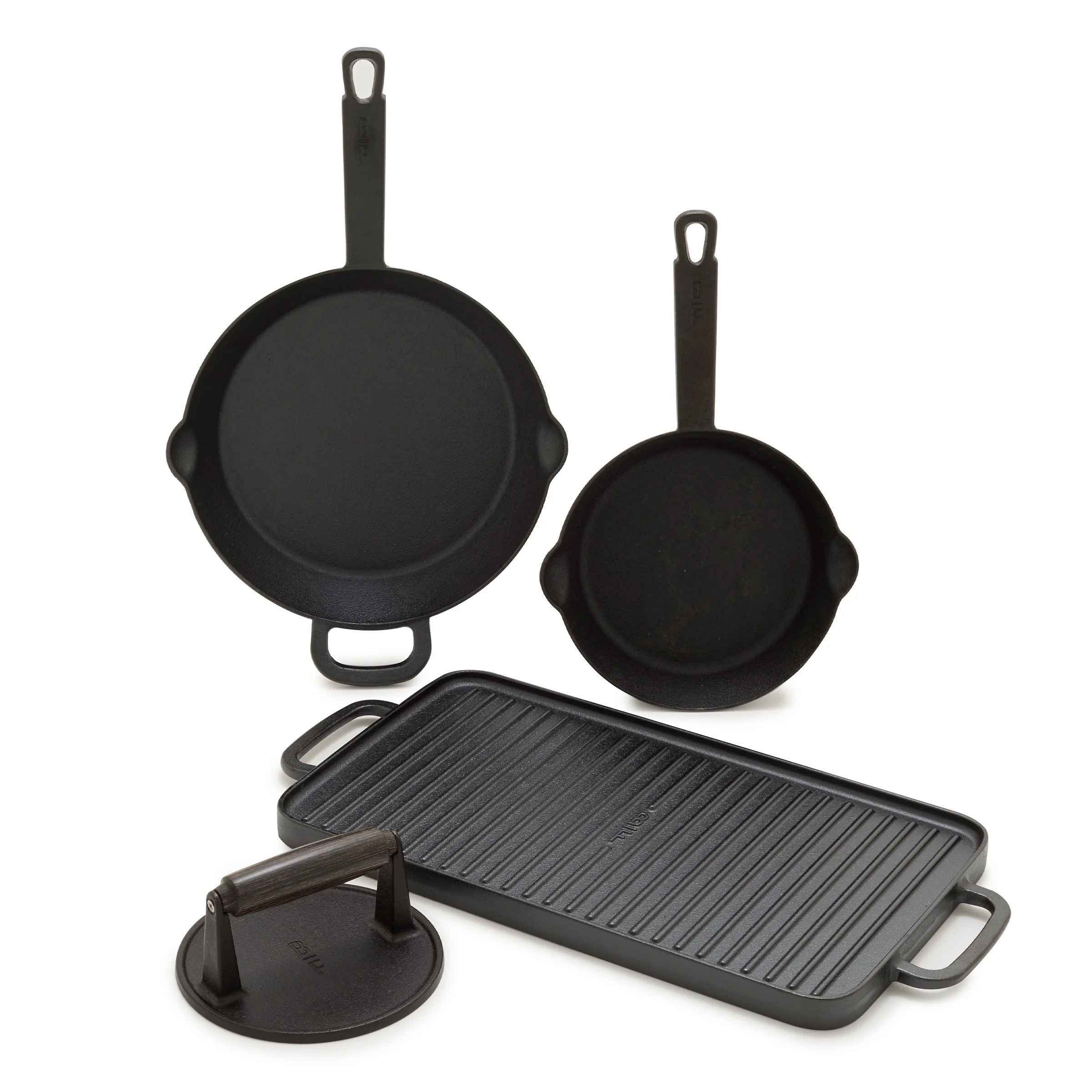 Bobby Flay by GreenPan – 4-Piece Pre-Seasoned Cast Iron Skillet Cookware Set, Black | Walmart (US)