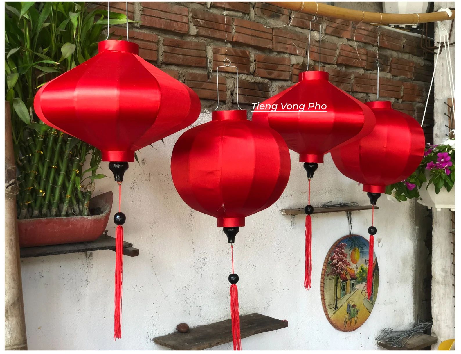 Set of 4 pcs of Waterproof Bamboo Plain Silk Lanterns-35cm-Ceiling lantern-Lantern for wedding-La... | Etsy (US)