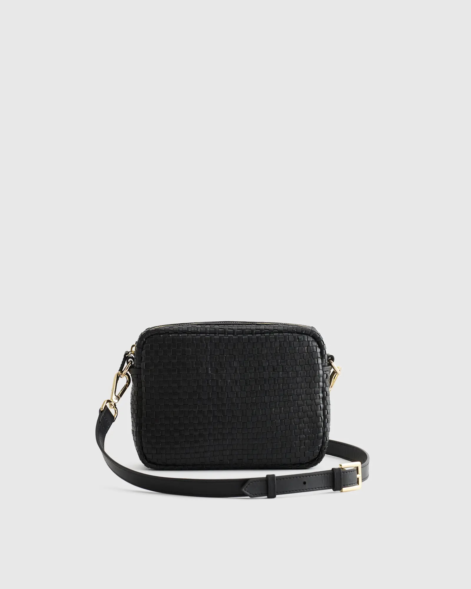 Italian Leather Handwoven Crossbody in Black | Quince
