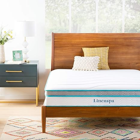 Linenspa 10 Inch Memory Foam and Innerspring Hybrid Medium Feel-Queen Mattress, White | Amazon (US)
