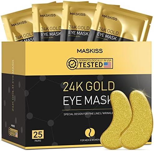 24k Gold Under Eye Patches (25 Pairs), eye mask, Collagen Skin Care Products, Eye Patches for Puf... | Amazon (US)
