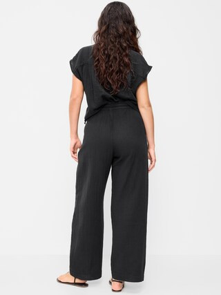 High-Waisted Crinkle Gauze Barrel Ankle Pants | Old Navy (US)