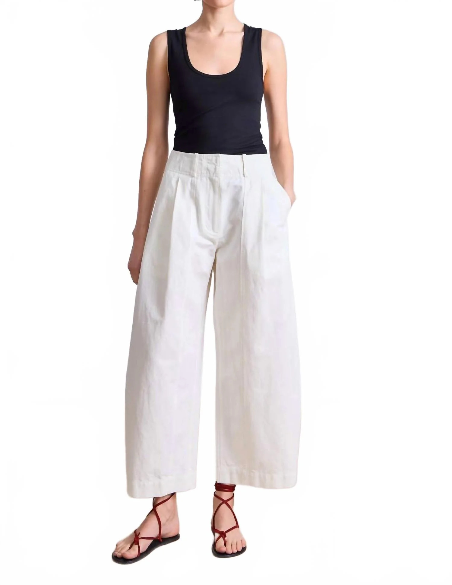 Cropped Cybil Trouser In Cream | Shop Simon