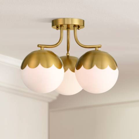 360 Lighting Camila 16" Wide Antique Brass 3-Light Ceiling Light | Lamps Plus