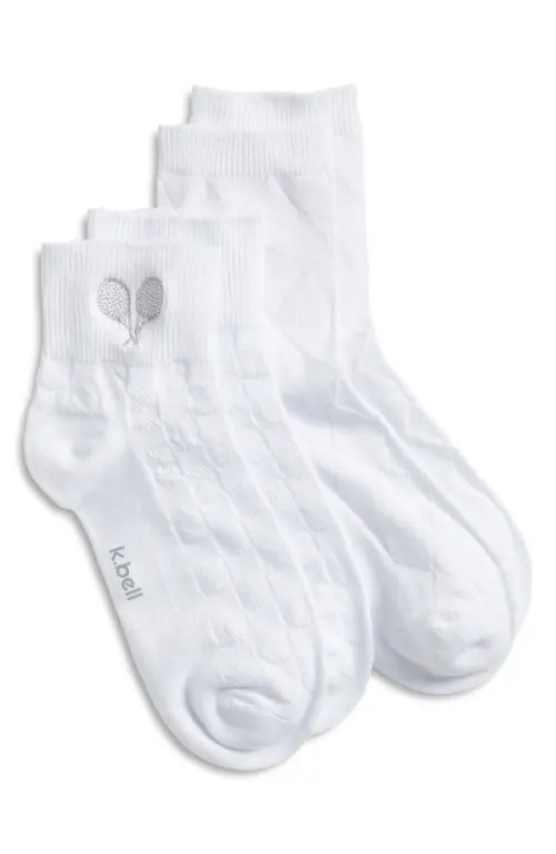 K Bell Socks Clubhouse Tennis Assorted 2-Pack Quarter Socks in White at Nordstrom, Size 9 | Nordstrom
