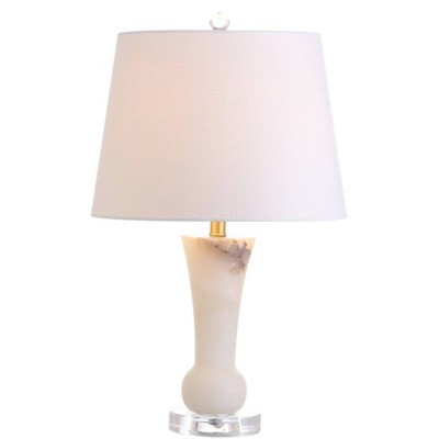 23" Eliza Alabaster Table Lamp (Includes LED Light Bulb) White - JONATHAN Y: Modern Linen Shade, UL Listed | Target