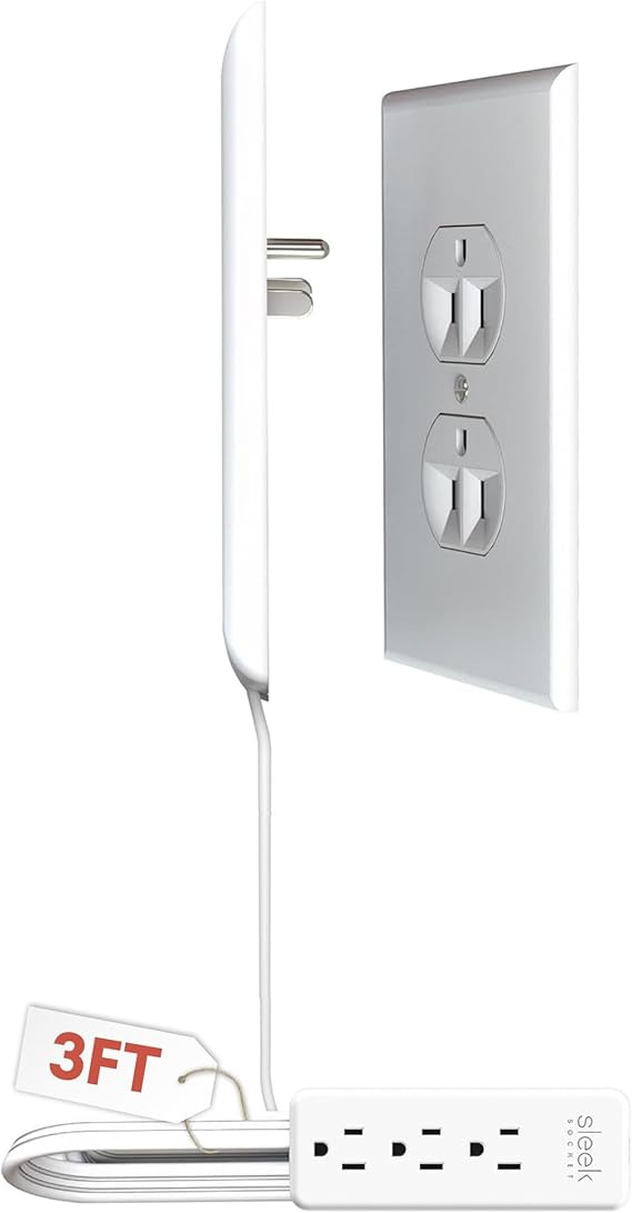 Sleek Socket Original & Patented Ultra-Thin Outlet Concealer with Cord Concealer Kit, Flat Extens... | Amazon (US)