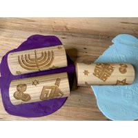 Hanukkah Play Dough Roller Set, Chanukah Toy, Menorah Cookie Roller, Wooden Hanauka Star Of David Toy | Etsy (US)