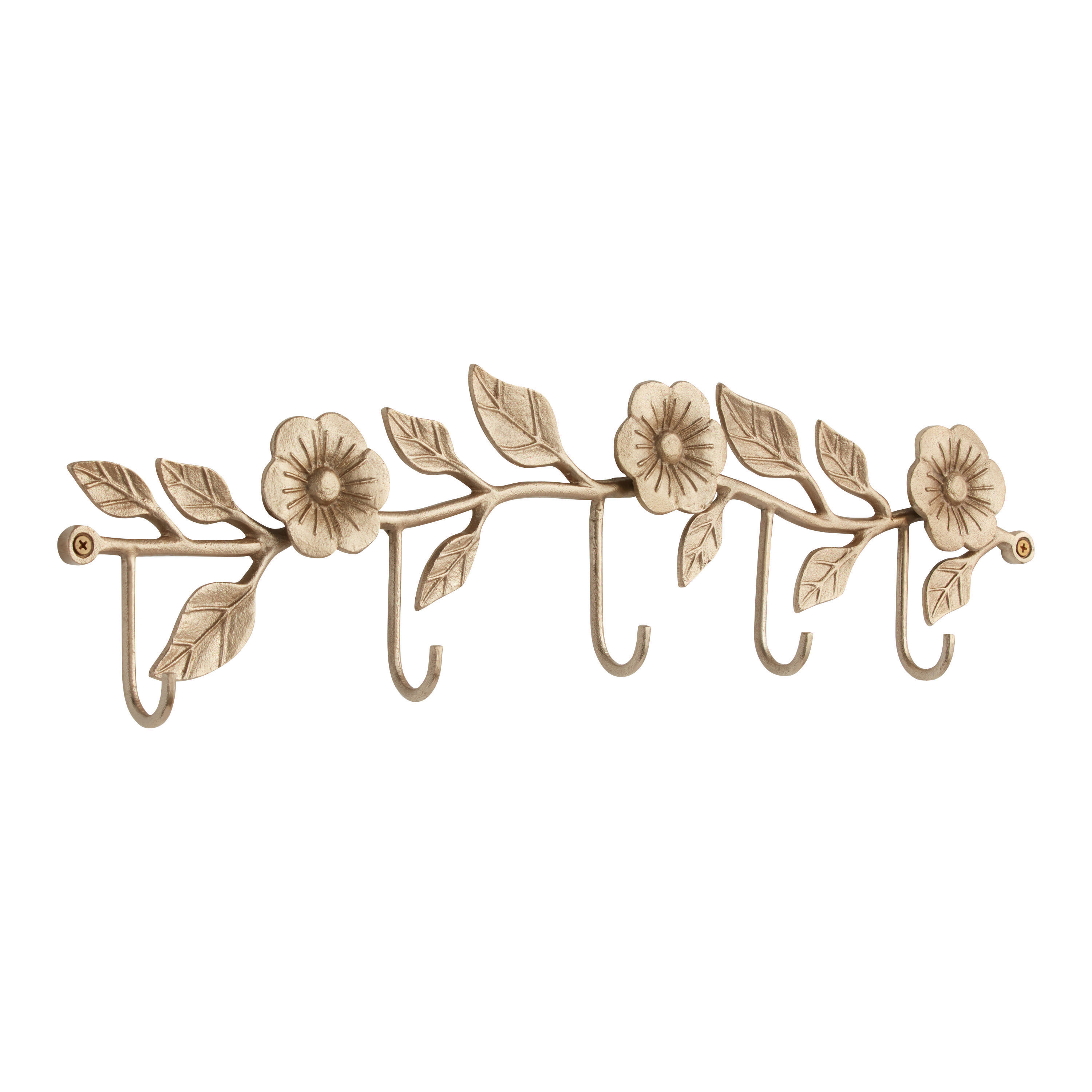 Antique Gold Metal Floral Wall Rack | World Market