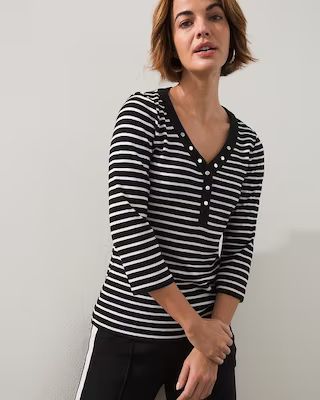 Stripe Ribbed Henley Tee | Chico's