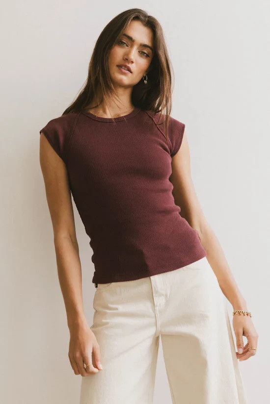 Huxley Cap Sleeve Top in Wine | Böhme US