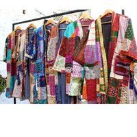 Lot Of 25 Pcs Patchwork Jacket Short Kantha Kimono Patola Women | Etsy (US)
