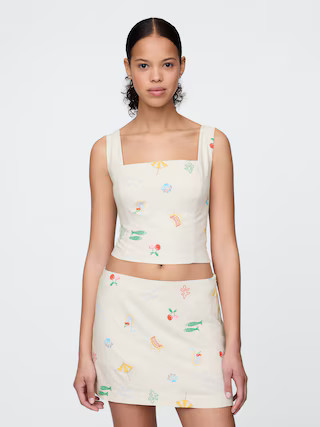 Linen-Blend Cropped Top | Gap (US)