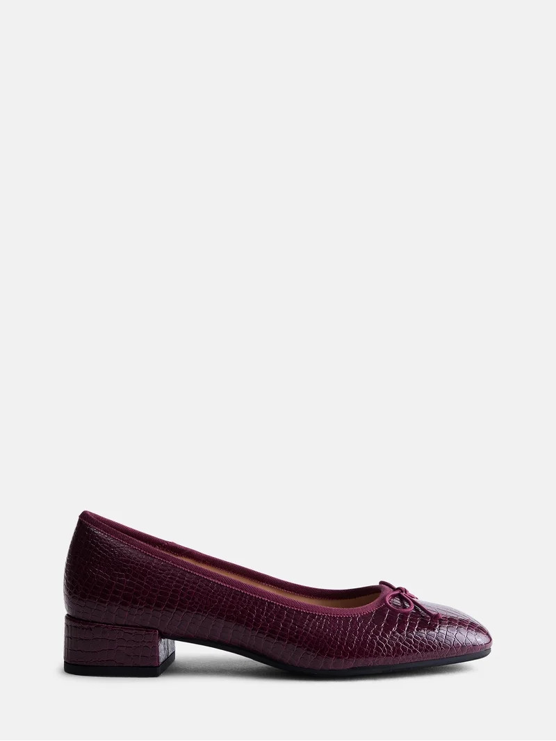 Scenario Women's Low Heel Faux Croc Ballet Flats | Walmart (US)