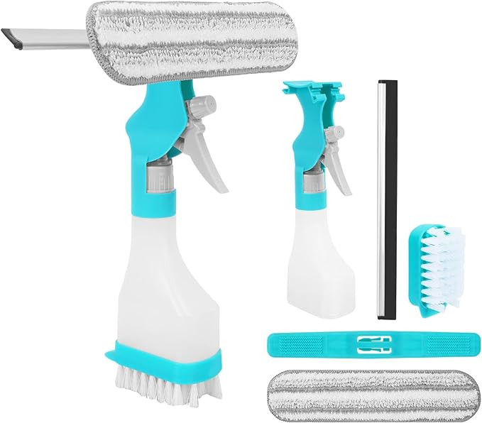 KEEPOW Multifunction Window Cleaner Tool, 4 in 1 Kit with Spray Bottle, Squeegee, and Microfiber ... | Amazon (US)