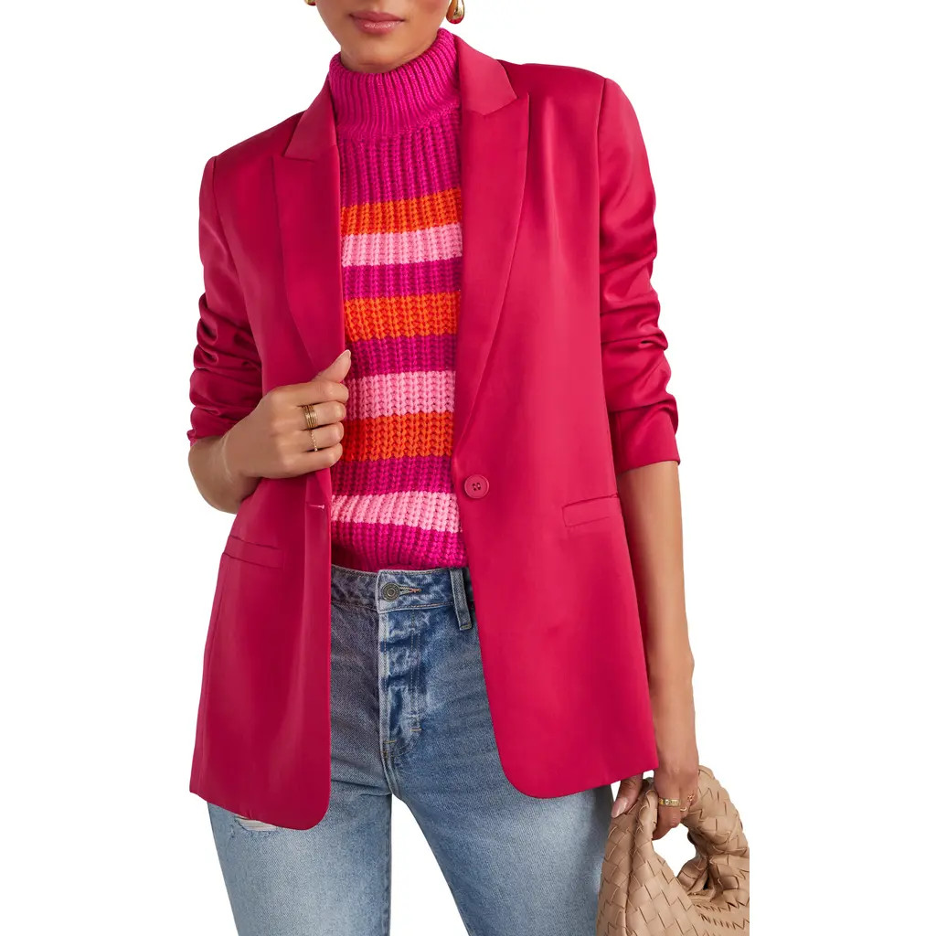 VICI Collection Standards Solid One-Button Blazer in Berry at Nordstrom, Size Large | Nordstrom