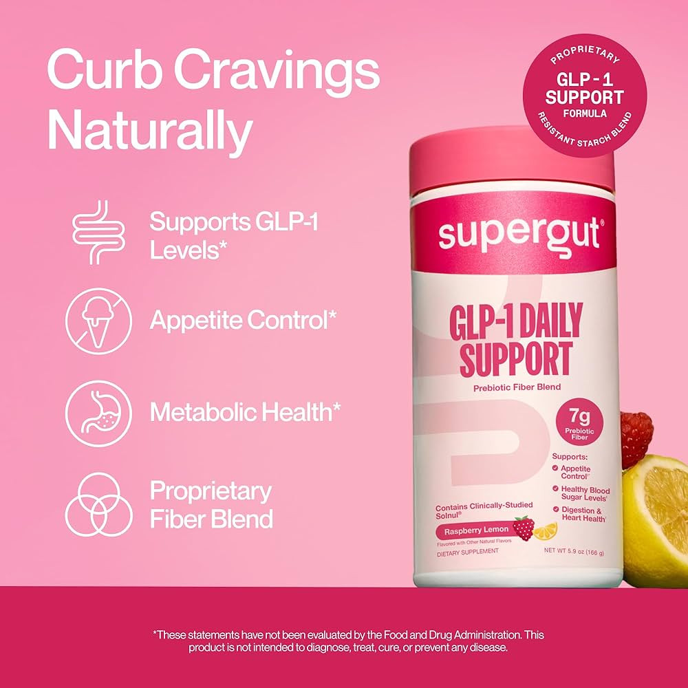 Supergut GLP1 Daily Support - Raspberry Lemon - High Fiber GLP-1 Supplement Powder for Women & Me... | Amazon (US)