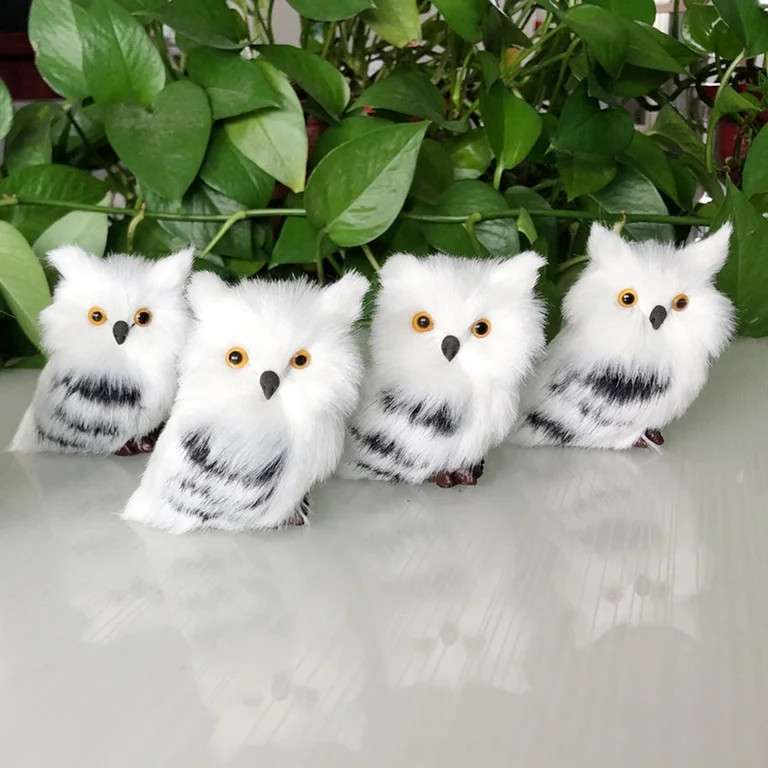 4PCS Owl Furry Christmas Ornament Decoration Adornment Simulation Xmas Night Yule Decorate Christ... | Walmart (US)
