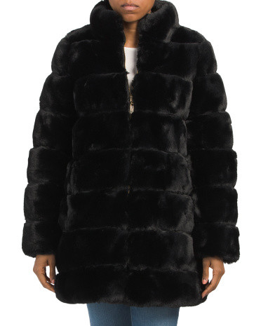 Reversible Faux Fur Stand Collar Coat | TJ Maxx