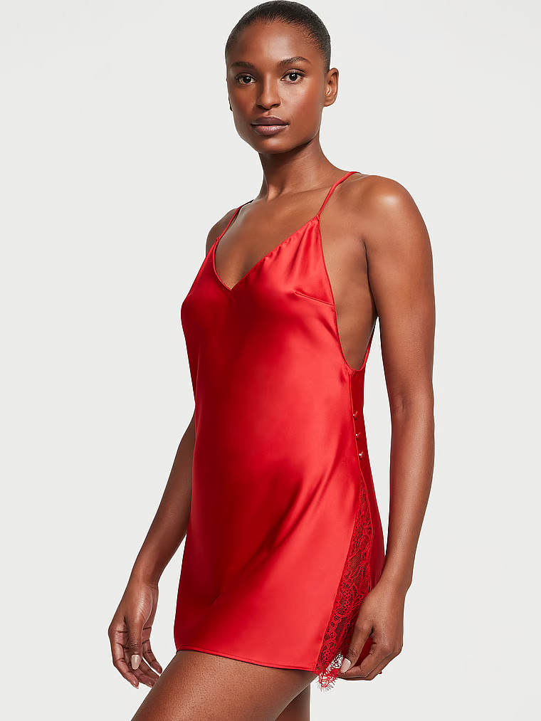 Satin Plunge Lace Inset Slip | Victoria's Secret (US / CA )