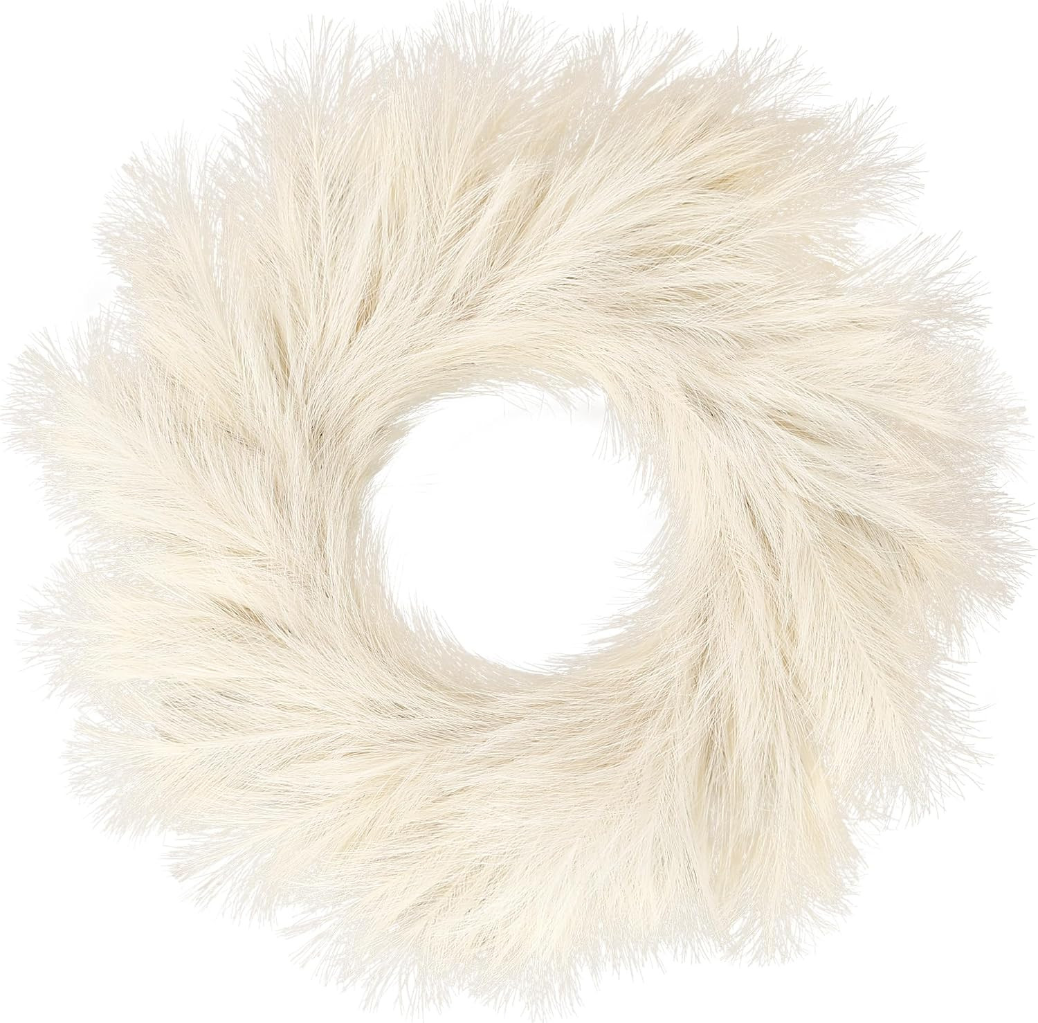 Sggvecsy Pampas Grass Wreath 26’’ Faux Pampas Wreath for All Seasons Artificial Pampas Wreath Christmas Decor Boho Wall Decor for Front Door Farmhouse Fall Autumn Xmas Spring Wreath Decoration (Biege) | Amazon (US)
