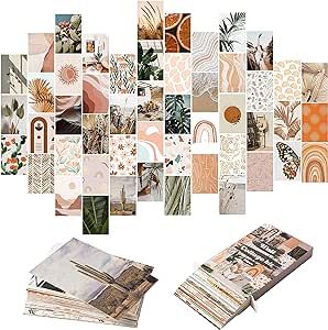 Yopyame 50PCS Boho Aesthetic Pictures Wall Collage Kit, Peach Teal Photo Collection Collage Dorm ... | Amazon (US)