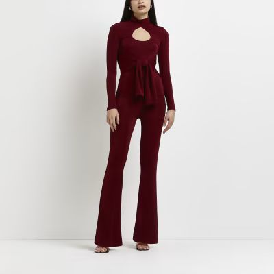 Red cut out belted top | River Island (UK & IE)