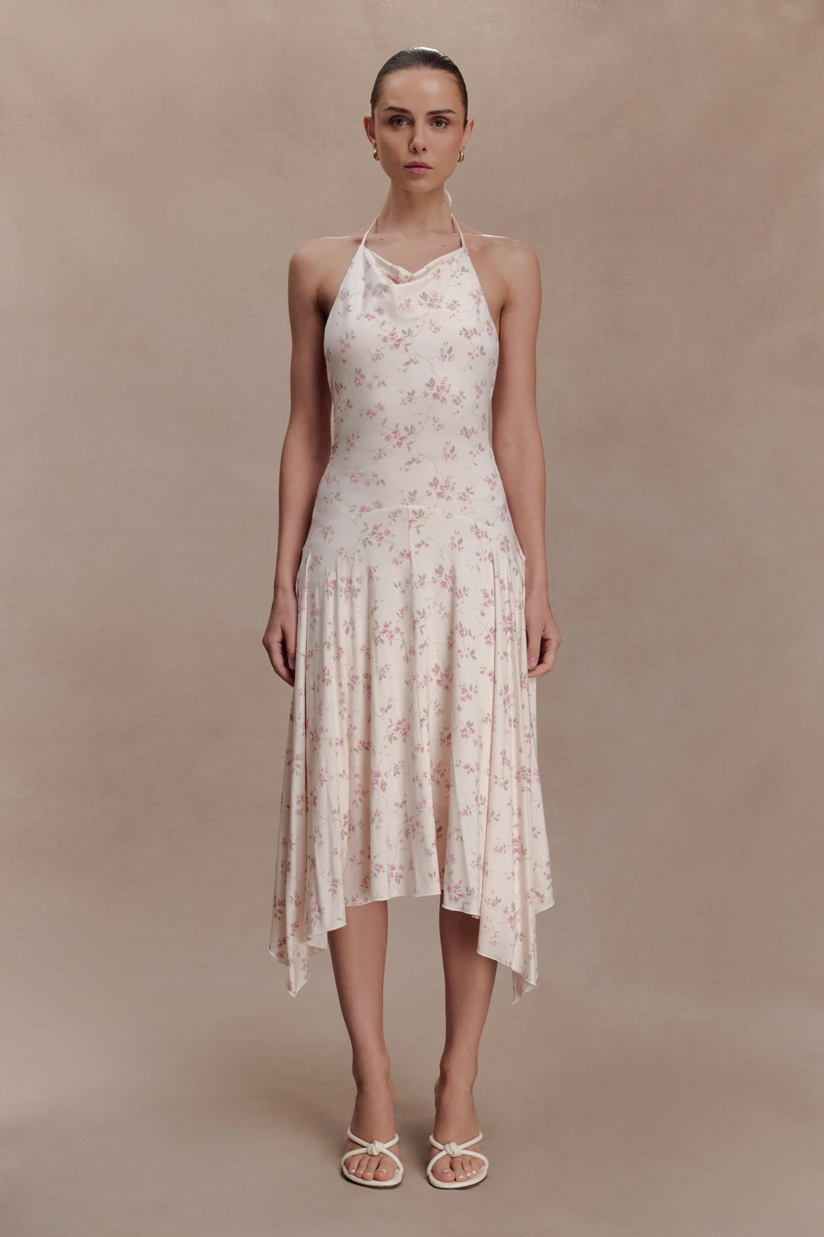 Modal Hankie Midi Dress - Floral Ditsy Print | MESHKI US