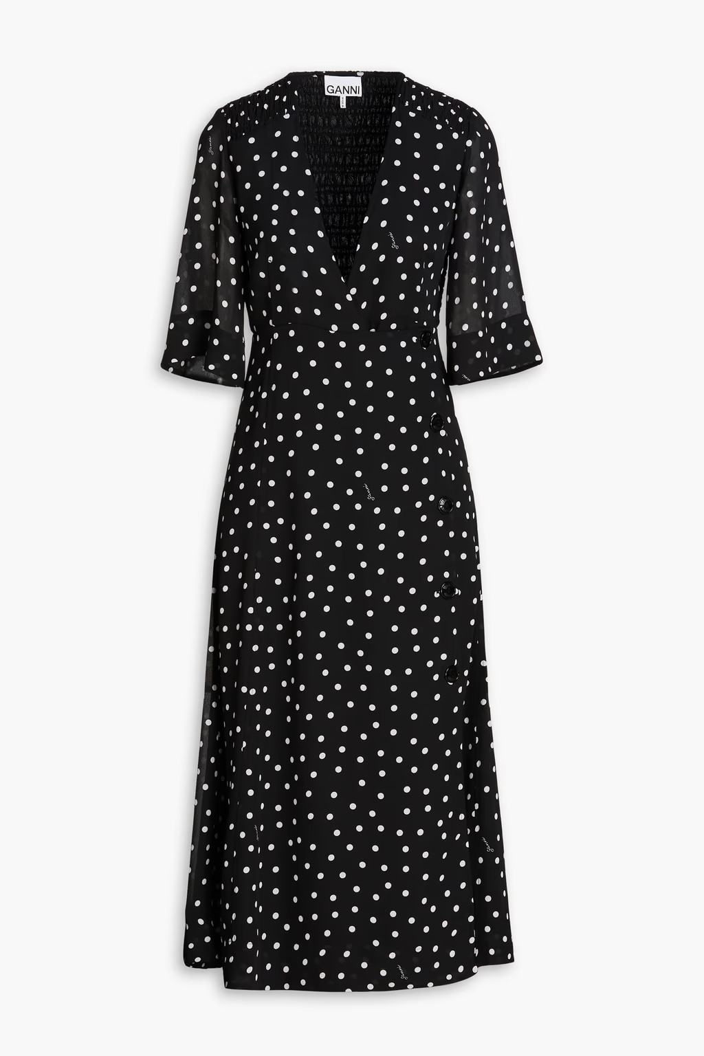 Polka-dot crepe midi wrap dress | The Outnet (UK and Europe)