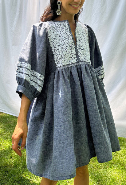 Violeta Azul Marino Short Dress | Mi Golondrina