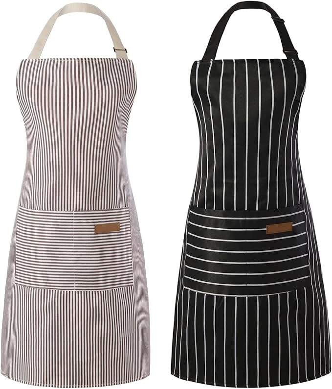 Tosewever 2 Pieces Kitchen Cooking Aprons, Cotton Polyester Blend Adjustable Bib Aprons with 2 Po... | Amazon (US)