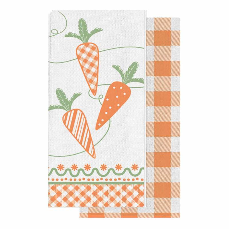 Homespun Easter Set of 2 Carrots Kitchen Towels | At Home