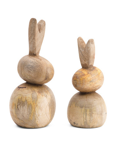 Set Of Large And Small Wooden Bunnies | TJ Maxx