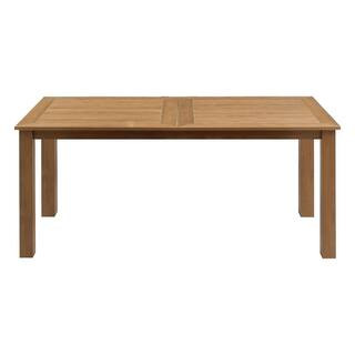 Light Teak Rectangular HDPE 29.53 in. H All Weather Outdoor Dining Table for 4-Persons to 6-Perso... | The Home Depot