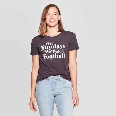 Women's On Sundays We Watch Football Short Sleeve T-Shirt - Fifth Sun (Juniors') - Vintage Black | Target