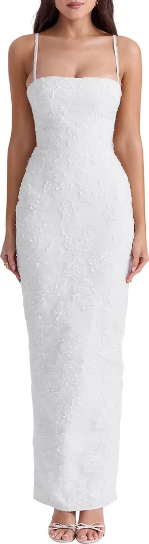 Eva Floral Embroidery Sheath Gown | Nordstrom