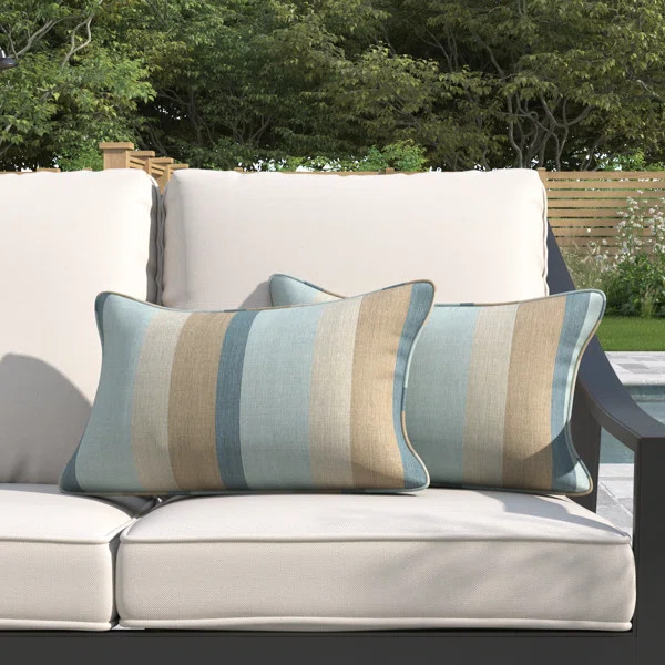 Connolly Striped Sunbrella® Indoor/Outdoor Reversible Throw Pillow | Wayfair North America
