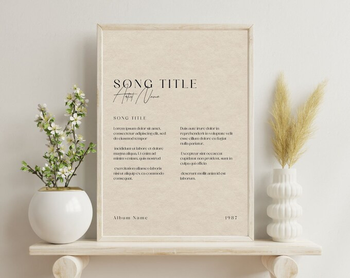 Custom Song Lyric Print, Song Lyric Poster, Wedding Gift for Best Friend, Favorite Song Anniversa... | Etsy (US)