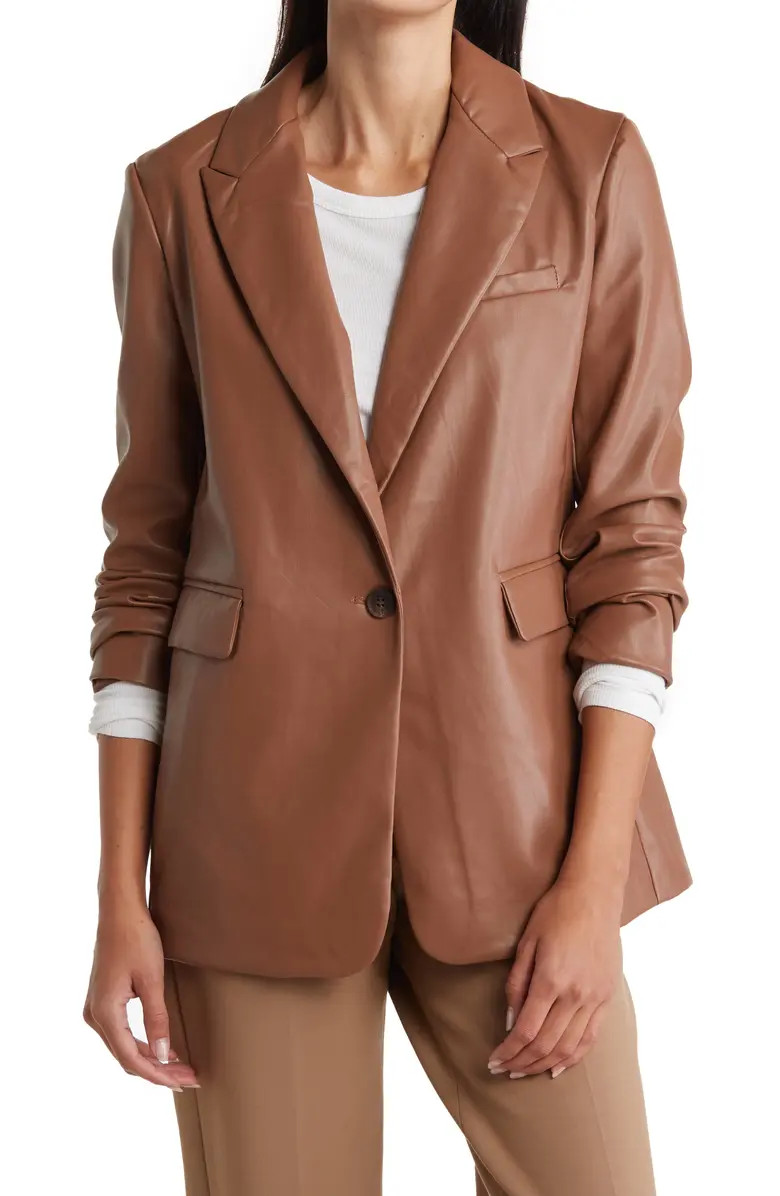 Sebby Faux Leather One-Button Peak Lapel Blazer | Nordstromrack | Nordstrom Rack