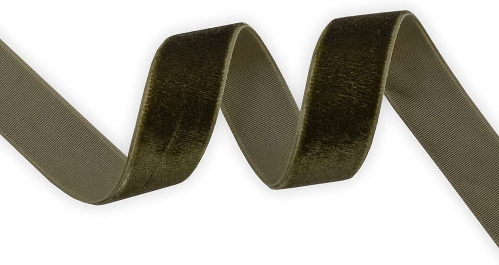 KLTRIBBON Nylon Velvet Ribbon Single Faced,5/8 Inch X 25Yards Spool (Moss Green) | Amazon (US)