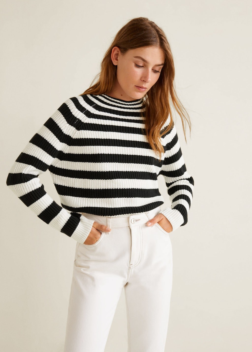 Striped cotton sweater - Women | MANGO (UK)