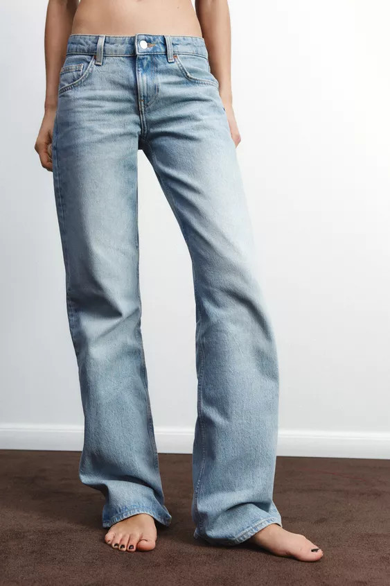 TRF LOW-RISE WIDE LEG JEANSLight blue+5 | Zara US
