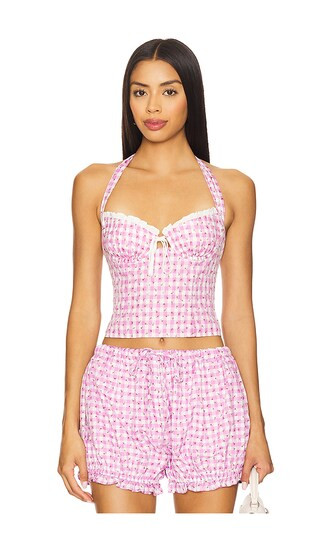 Kailey Top in Purple & White Gingham | Revolve Clothing (Global)