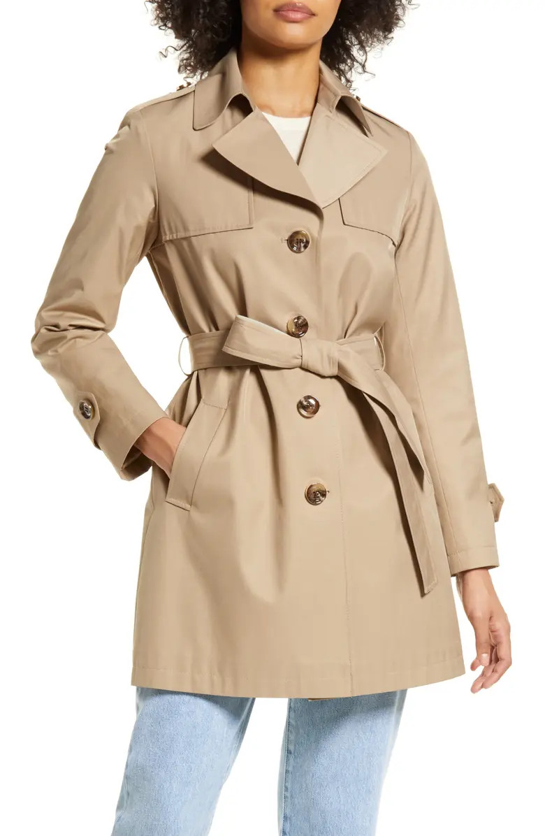 Water Repellent Tie Waist Cotton Blend Trench Coat | Nordstrom