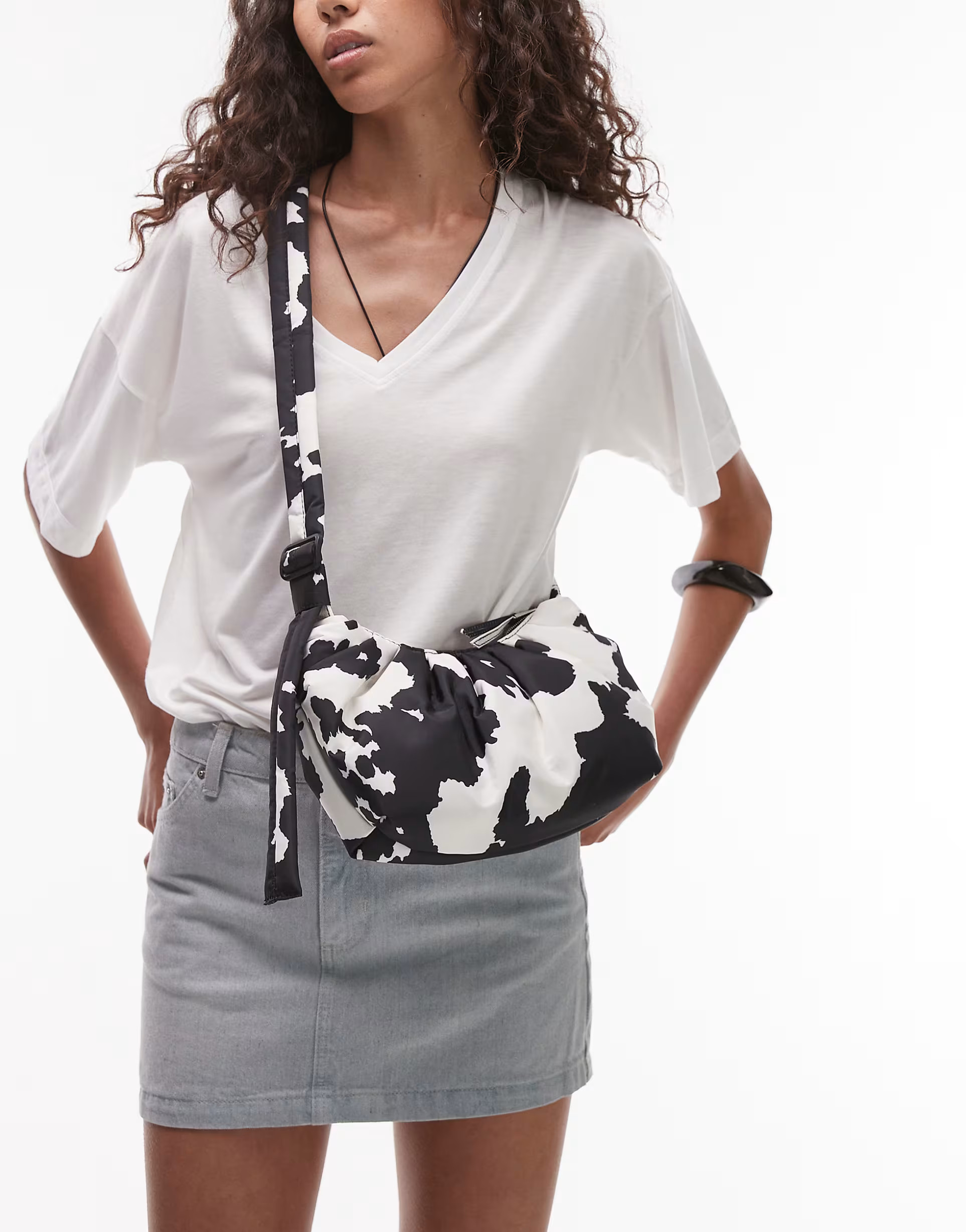 Topshop Cian crossbody bag in cow print | ASOS (Global)