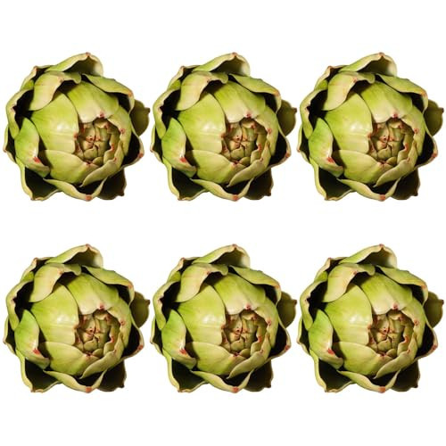 6-Pack Large Faux Artichokes, v2croft Realistic Plastic Fake Artichokes Artificial Vegetables and Fruits for Home Kitchen Table Party Decorations (Green) | Amazon (US)