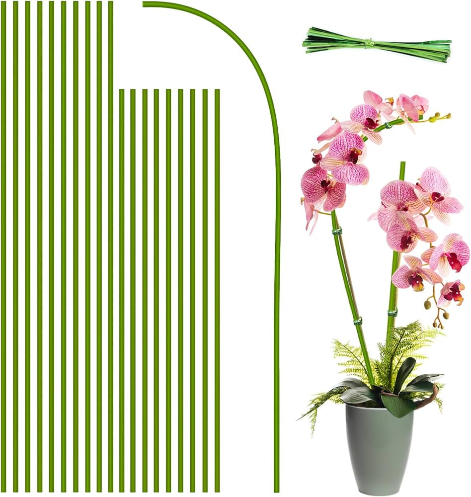 Plant Stakes,Plant Sticks，LECAMEBOR 20PCS Bendable Orchid Stakes Single Stem Plant Support Stak... | Amazon (US)